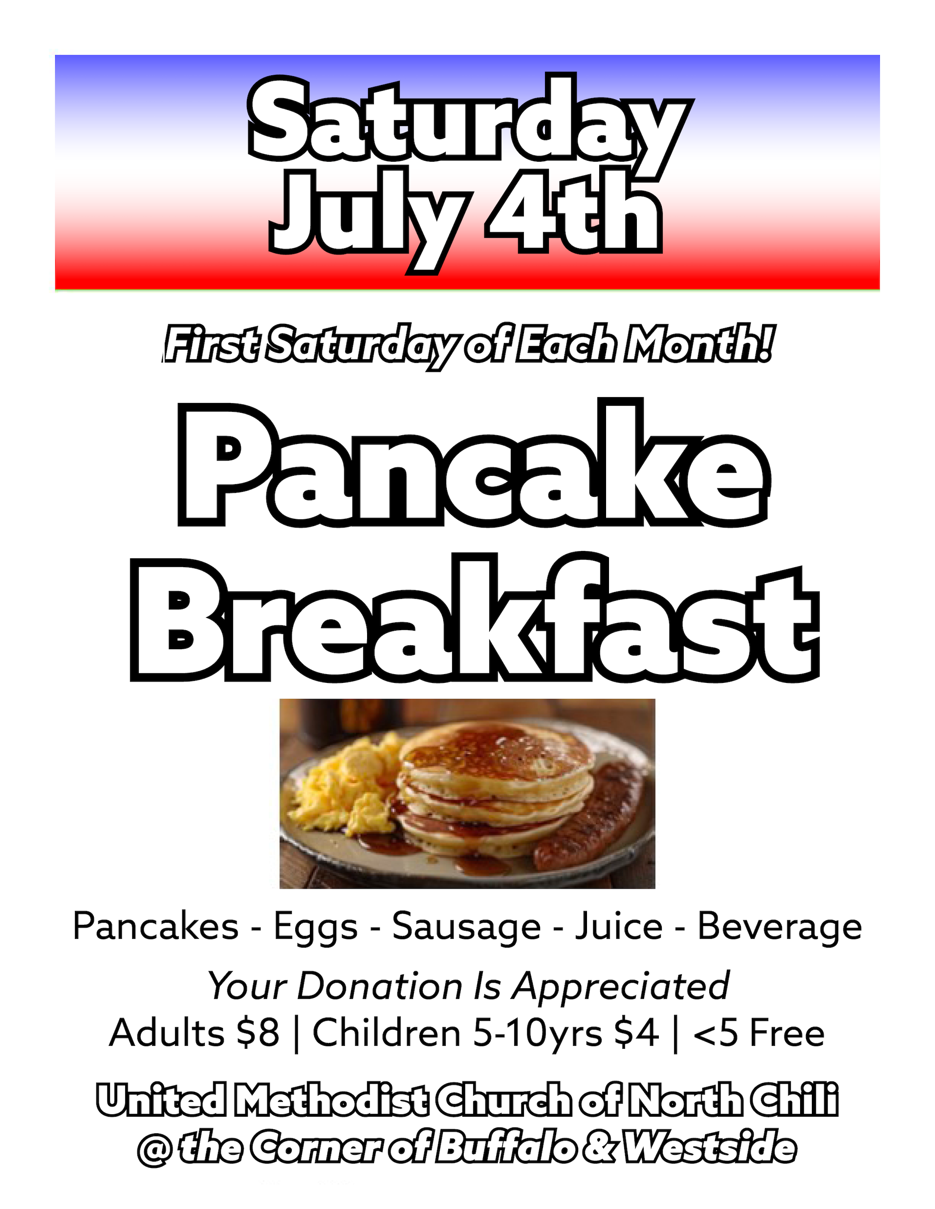 Monthly Pancake Breakfast @ NCUMC